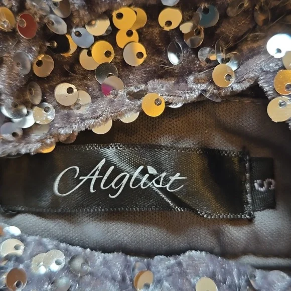 NWT, Alglist, Sequin, Cut-Out, Halter, Mini Dress, Silver, Women's S - Picture 9 of 16